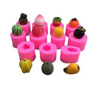 XuQiZZpp Stampi riutilizzabili in silicone a forma di frutta in miniatura 11 forme di cottura stampi per cioccolato e utensili da cucina lavabili in lavastoviglie