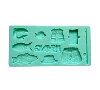 XuQiZZpp Stampo per cioccolatini, caramelle, zucchero, mestiere, set da pesca, per decorare torte, in silicone, per la famiglia