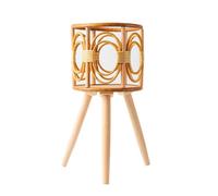 XuQiZZpp Supporto per piante in rattan, supporto intrecciato in legno con gambe in legno, espositore in rattan, decorazioni da pavimento