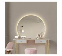 XUQQU Specchio da Bagno A LED, Specchio da Trucco Rotondo A Mezzaluna Retroilluminato, Specchi Luminosi Intelligenti Antiappannamento, 3 Colori, Luminosità Dimmerabile(Cut Down,70 * 70cm)