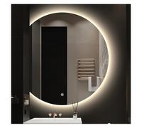 XUQQU Specchio da Bagno A LED, Specchio da Trucco Rotondo A Mezzaluna Retroilluminato, Specchi Luminosi Intelligenti Antiappannamento, 3 Colori, Luminosità Dimmerabile(Cut Left,80 * 80cm)