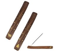 XURJUMI 2 Pezzi Porta Incenso in Legno, Porta Incenso in Legno, Bruciatore di Incenso in Bambù, Realizzato a Mano con Materiali Naturali per Meditazione Yoga Indoor Outdoor