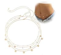 XURJUMI Catene di Vita d'oro, 4 Catene di Pancia a Strati, Catene di vita Lucide, Catene di Bikini, Gioielli per il Corpo per le Donne, Catene di Pancia