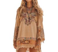 XUSAI Cachi,XL,Abito Lungo da Donna Sexy Senza Maniche con Scollo a V e Plissettato, Elegante, a Vita Alta, Lungo, a Trapezio, Floreale, Estivo