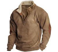 XUSAI Felpa da Uomo Country Vintage Tinta Unita Sportiva Casual da Esterno 1/4 Zip Felpa da Cowboy Occidentale Felpa con Cappuccio,Marrone,L