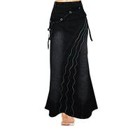 XUSAI Gonna Lunga da Donna retrò in Jeans Stretch Lavato a Coda di Pesce Maxi gonne in Denim con Tasche,Nero,3XL