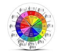 XUSANSHI 30cm Orologio in Acrilico Cerchio delle Quinte Teoria Musicale Cheat Sheet Orologio Da Parete Colorato La Ruota Dell'armonia Teoria Musicale Equazioni Musicisti Arte Orologio