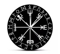 XUSANSHI 30cm Orologio in Acrilico Orologio da parete al quarzo con bussola runica norrena Orologio da parete in acrilico con simbolo rune vichinghi