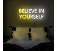 Xusdamyj Fede in te stesso, cartello al neon, sei te stesso, citazione motivazionale, luci al neon