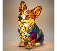 Xusdamyj Lampada notturna a LED a forma di cane, serie di cani in resina, luce notturna artistica, simpatica decorazione da tavolo a tema cani, decorazione vintage per la casa, regalo divertente per