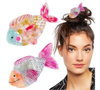 Xushengsheng 2 fermagli per capelli in acrilico a forma di coda di pesce grandi fermagli per capelli unici a forma di coda di pesce Fermagli per capelli alla moda antiscivolo