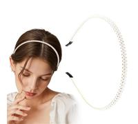 Xushengsheng Fascia per capelli con perle bianche, adatta per ragazze e donne, accessorio per capelli retrò e alla moda