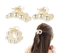 Xushengsheng Fermaglio per capelli con perle bianche, elegante fermaglio per capelli con clip di fissaggio forte, accessorio per capelli, accessorio per capelli, strumento per lo styling delle donne