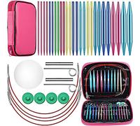 Xusywdm Set di da Maglia Circolari Intercambiabili in Alluminio da 26 Pezzi, da Maglia Intercambiabili di 13 Dimensioni per Lavorare a Maglia