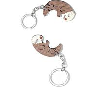 xutao 2PZ Ottera Cute Cartoon Animali Coppia Puzzle Portachiavi per Donne Uomini Accessori Auto Amici Regali