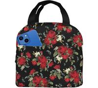 XUTCEKOUYR Borsa Termica for Il Pranzo con Motivo Floreale, for Donne e Ragazze, Organizer Portatile, Borsa Termica(4)