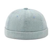 XUTCEKOUYR Cappellino da Marinaio retrò con Polsini arrotolati, da Uomo e da Donna, Senza Tesa, in Denim, Regolabile(Light Blue)