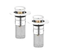 XUTONG 2 Pezzi Tappo Lavandino Bagno,Tappi Bidet Universale Pop Up, Per Il Foro Di Drenaggio Di 34-40mm,Tappo Filtro con Filtro Per Capelli Per Tappo di Scarico Per Lavello da Appoggio