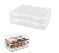 xutong Scatola portaoggetti con coperchio, 31 x 22,8 x 5 cm, set da 2 pezzi, impilabile, trasparente, per documenti A4, accessori fai da te e cancelleria