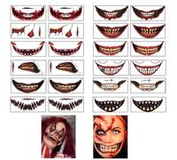 XUTONG Set di 24 adesivi per la bocca di Halloween, 12 diversi disegni, adesivi per i denti per costume e decorazione, adesivi per il viso fai da te