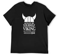 XUTSE Always Be Yourself Viking Ragnar Valhalla Odin Funny Top Sweatshirt Short Sleeve Black M