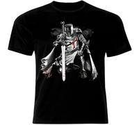 XUTSE Crusader Warrior Knights Templar T-Shirt Printed Tee Graphic Top for Men Shirt Black L