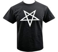 XUTSE Mens T Shirt Inverted Pentagram Satantic Occult Church of Satan Goat Goth Black L
