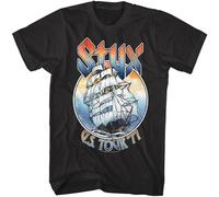 XUTSE Styx USA Tour 1977 Ship Men's T Shirt Boat on The River Cornerstone Black L