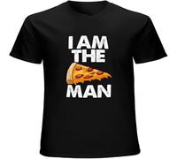 XUTSE Unisex Tee I Am A Pizza Man Funny Men T Shirt Black 3XL