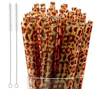 Xuwajeyu 20 cannucce riutilizzabili con stampa leopardata, cannucce lunghe con stampa leopardata per feste, cocktail e bicchieri