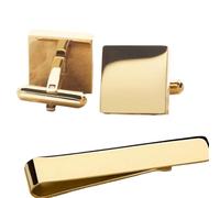 XUWEWI 1 set di gemelli e fermacravatta da uomo, color argento oro, for polsini camicia, regalo for la festa del papà Per Uomo(Square Gold)