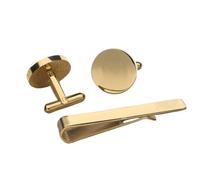 XUWEWI 1 set di gemelli e fermacravatta da uomo, color argento oro, for polsini camicia, regalo for la festa del papà Per Uomo(Round Gold)