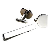 XUWEWI 1 set di gemelli e fermacravatta da uomo, color argento oro, for polsini camicia, regalo for la festa del papà Per Uomo(Round Silver)