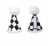 XUWEWI 4 pezzi Cappello da compleanno a tema corsa Plaid bianco nero La scelta perfetta for decorazioni for feste Oggetti di scena for foto, ideali for riunioni festive Per Feste Di Compleanno