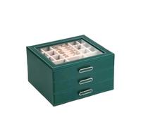 XUWEWI Large Capacity Multi-Layer Drawer Type Jewelry Box Women's Necklace Earring Bracelet Ring Storage Organizer Case Per Le Donne(Green)