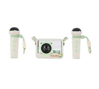 XUXHOU Attrezzatura per karaoke portatile, altoparlante compatto da 10 W, due microfoni wireless per feste in casa e giochi all'aperto (verde chiaro)
