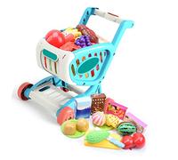 XUXHOU Carrello della Spesa Giocattolo per Bambini, Set Alimenti Finti | Plastica, Resistente e Senza Odori, Superficie Liscia, 8,1x9,6x12 Pollici, per Bambini Dai 3 Anni in su, Ideale per Asili,