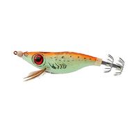 XUXHOU Esca da Pesca con Jig per Calamari, Esca Artificiale Ad Affondamento Lento Che Si Illumina Nella Notte Oscura, con Laccio Girevole e Branchia Galleggiante Realistica per la Pesca (ORANGE)