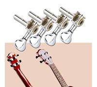 XUXHOU Set di 4 Piroli per Ukulele, 2 Manopole Aperte a Sinistra e 2 a Destra, con Struttura in Metallo per la Sostituzione Dell'ukulele e la Regolazione delle corde. (SILVER)