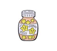 XUXINYCS 3PCS carino smalto Pin Spilla Happy Take Care Musica Love Pillola Creativa Medicina Jar Metal Badge Salute Spille Pin, Medio, Metallo, Agata
