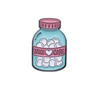 XUXINYCS 3PCS carino smalto Pin Spilla Happy Take Care Musica Love Pillola Creativa Medicina Jar Metal Badge Salute Spille Pin, Medio, Metallo, Agata