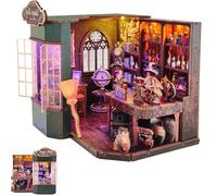 XUXLEKK Book Nook Kit, DIY Book Nook Magia Miniature da Costruire DIY Booknook 3D Puzzle Legno con Mobili e Luce LED, Casa delle Bambole in Miniatura Adatto a Persone dai 14+ Anni (Negozio di Magia)