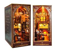 XUXLEKK Book Nook Kit, DIY Book Nook Magia Miniature da Costruire DIY Booknook 3D Puzzle Legno con Mobili e Luce LED, Casa delle Bambole in Miniatura Adatto a Persone dai 14+ Anni (Accademia di Harry)