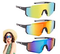 XUXLEKK Occhiali Veloci, 3 Pezzi Occhiali Running, Occhialida Sole da Ciclismo da Uomo e Donna, Protezione UV400Occhiali per Ciclismo, Motociclismo, Sci, Alpinismo