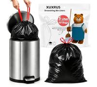 XUXRUS Piccoli sacchetti per la spazzatura a pedale, 5 l, a prova di perdite, mini sacchetti per la spazzatura della carta con coulisse, con manico, nero, 60 sacchetti