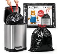 XUXRUS Sacchetti per la spazzatura da 20 l, resistenti sacchetti per la spazzatura a pedale, 60 sacchetti neri con coulisse con manici, spessi sacchetti per rifiuti a prova di perdite, per bagno