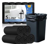 XUXRUS Sacchetti per la spazzatura da 5 l, colore nero, per bagno, ufficio, 200 pezzi