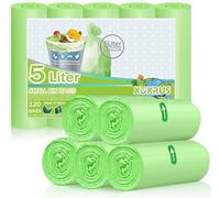 XUXRUS Sacchetti per la spazzatura da 5 l, colore verde, piccoli sacchetti per la spazzatura da bagno, confezione da 120 sacchetti biologici