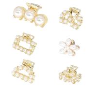 Xuxuejing 6 mini fermagli a forma di artiglio con perle, forcine per capelli a forma di granchio, accessori per capelli alla moda, per donne e ragazze