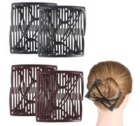 Xuxuejing Pettine elastico per capelli, 4 pezzi, regolabile, senza pieghe, doppio pettini per capelli, accessori da donna, fermagli per capelli piatti, strumenti per lo styling, spazzola per capelli